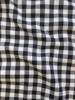 British Designer Deadstock - Cotton Stretch Twill - Gingham - Black/Off White