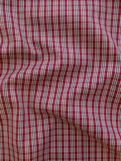 British Designer Deadstock - Yarn Dyed Cotton Shirting - Small Check - Red