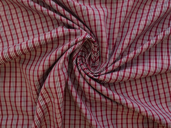 British Designer Deadstock - Yarn Dyed Cotton Shirting - Small Check - Red
