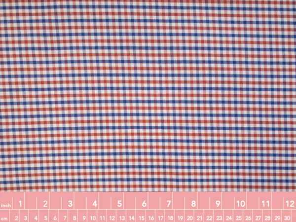 British Designer Deadstock – Yarn Dyed Cotton Shirting - Gingham - Red/Blue