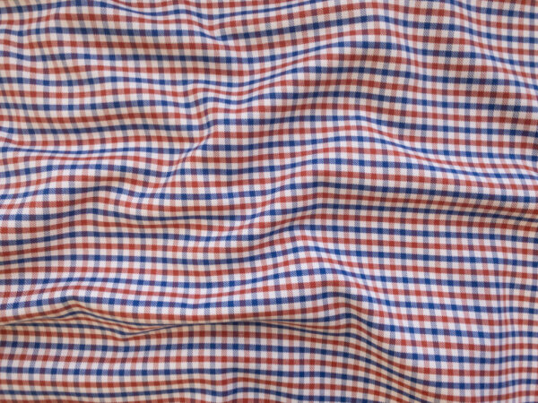 British Designer Deadstock – Yarn Dyed Cotton Shirting - Gingham - Red/Blue