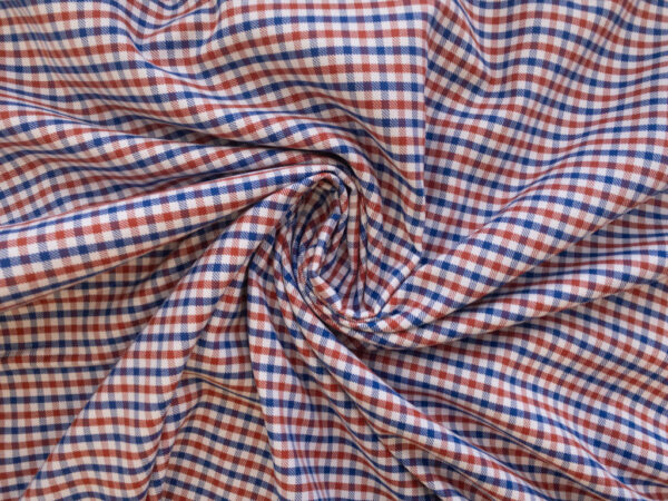 British Designer Deadstock – Yarn Dyed Cotton Shirting - Gingham - Red/Blue