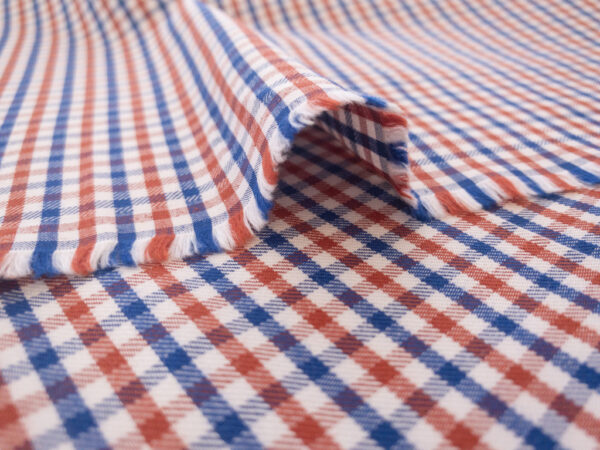 British Designer Deadstock – Yarn Dyed Cotton Shirting - Gingham - Red/Blue