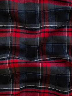 British Designer Deadstock - Yarn Dyed Linen - Tartan Plaid - Blue/Red -  Stonemountain & Daughter Fabrics