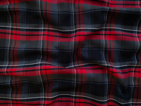 British Designer Deadstock – Yarn Dyed Cotton Shirting - Plaid - Charcoal/Red