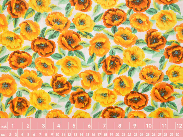 New York Designer Deadstock - Cotton Poplin - Vintage Floral - Orange