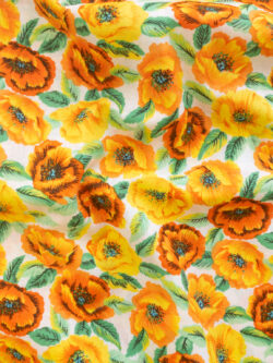 New York Designer Deadstock - Cotton Poplin - Vintage Floral - Orange