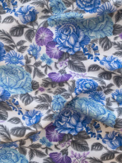 British Designer Deadstock - Linen/Viscose - Vintage Floral - Blue/Purple