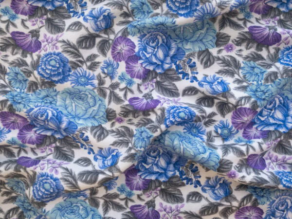 British Designer Deadstock - Linen/Viscose - Vintage Floral - Blue/Purple