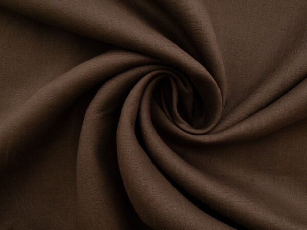 British Designer Deadstock - Solid Linen - Chocolate