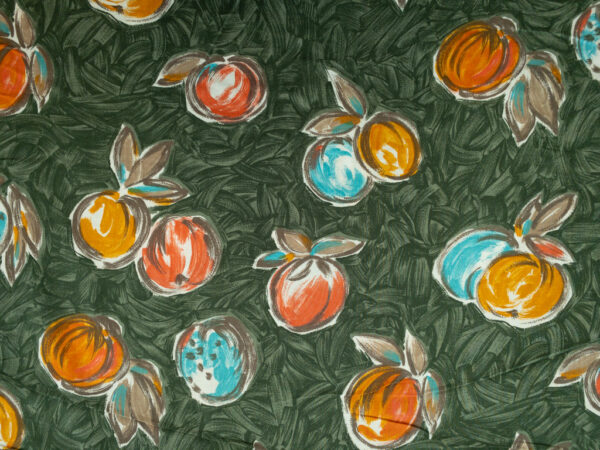 New York Designer Deadstock - Cotton Poplin - Painted Apples - Sage