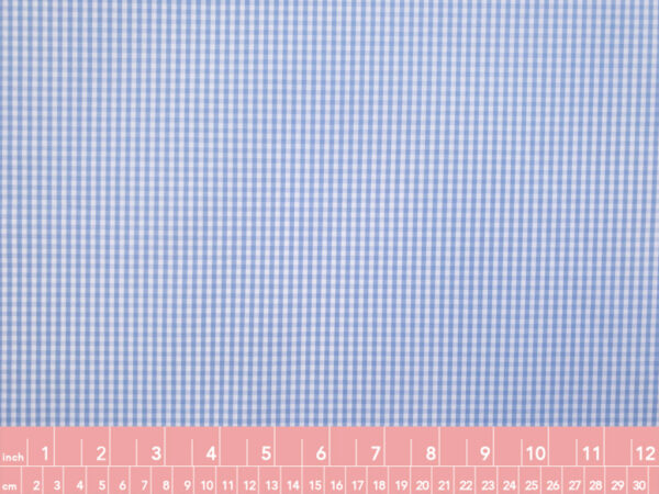 British Designer Deadstock - Yarn Dyed Cotton Shirting - Small Gingham - Sky Blue