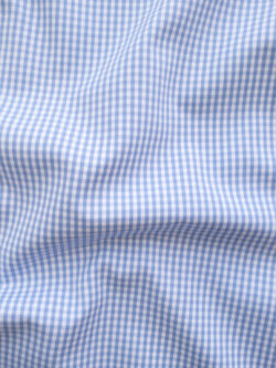 British Designer Deadstock - Yarn Dyed Cotton Shirting - Small Gingham - Sky Blue