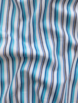 British Designer Deadstock - Cotton Poplin Shirting - Turquoise Stripe