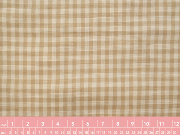 Yarn Dyed Cotton - Gingham - Tea Dye/Wheat