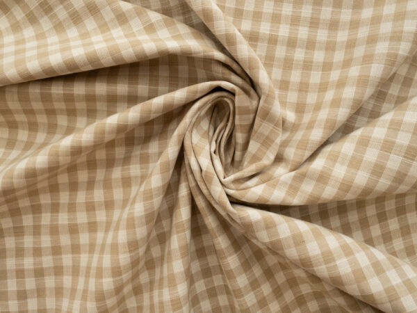 Yarn Dyed Cotton - Gingham - Tea Dye/Wheat