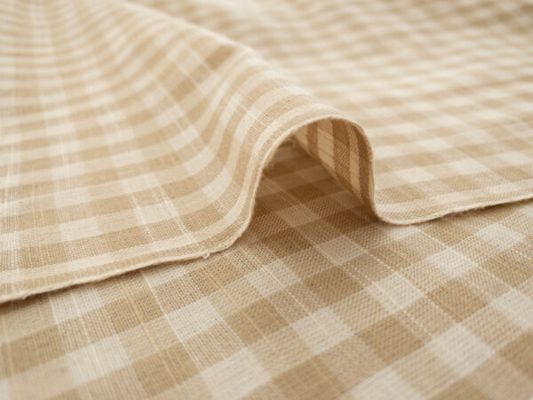 Yarn Dyed Cotton - Gingham - Tea Dye/Wheat