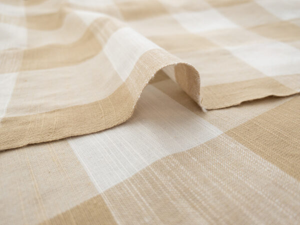 Yarn Dyed Cotton - 2" Gingham - White/Wheat