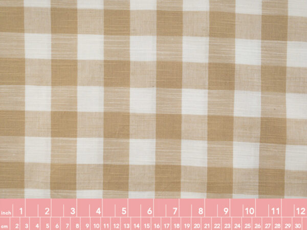 Yarn Dyed Cotton - 1" Gingham - White/Wheat