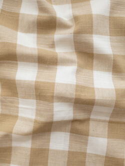 Yarn Dyed Cotton - 1" Gingham - White/Wheat