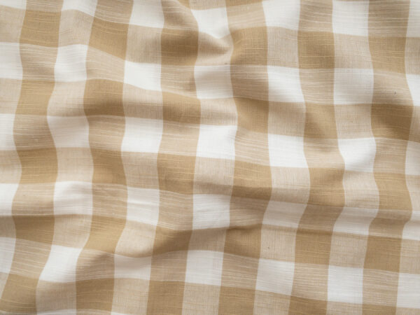 Yarn Dyed Cotton - 1" Gingham - White/Wheat