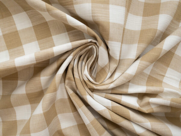 Yarn Dyed Cotton - 1" Gingham - White/Wheat