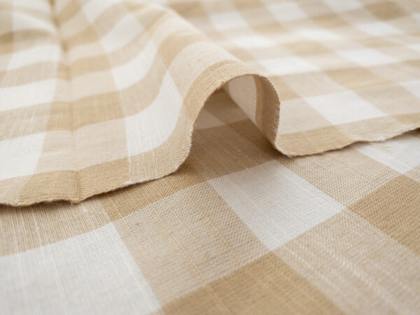 Yarn Dyed Cotton - 1" Gingham - White/Wheat