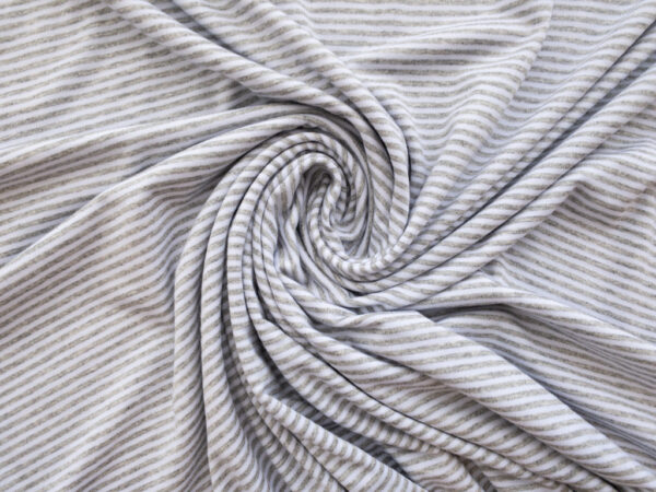 European Designer Deadstock – Viscose/Spandex Jersey Stripe – Sky Blue/Grey Heather