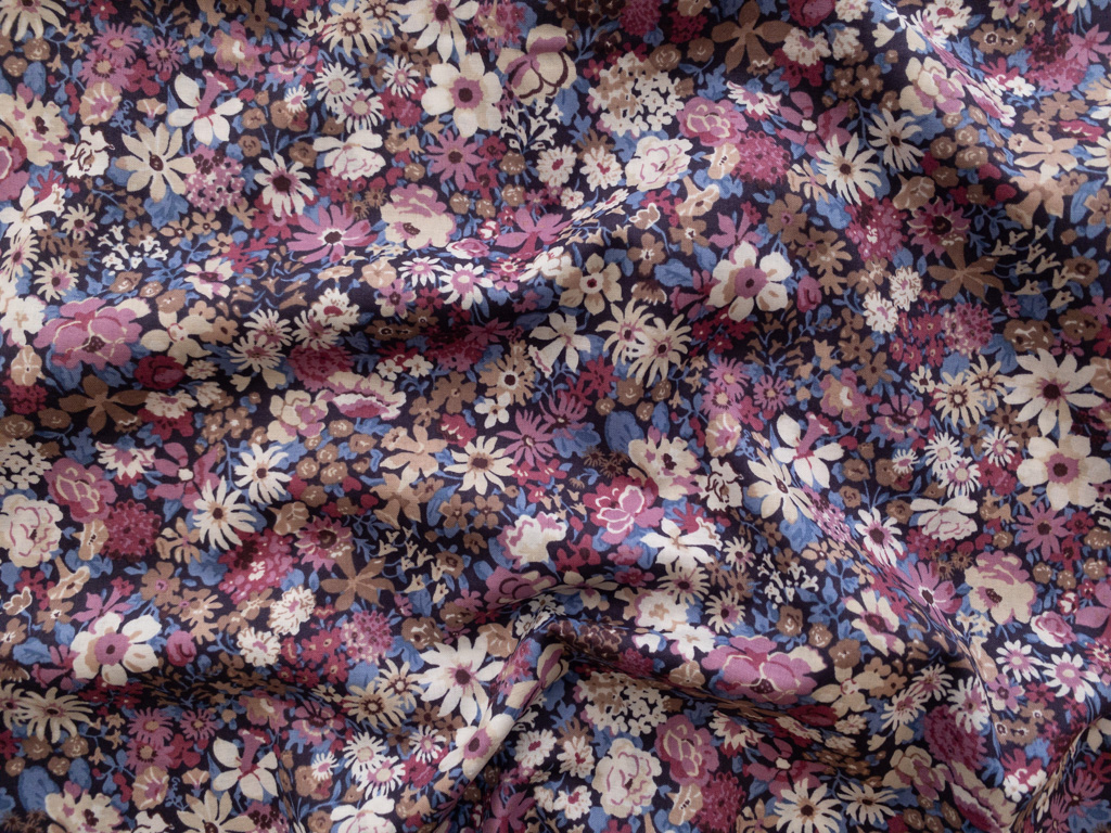 British Designer Deadstock - Cotton/Silk Voile - Blue Floral