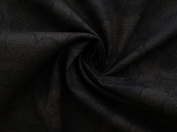 Japanese Cotton Dobby - Printed Stitched Floral - Black
