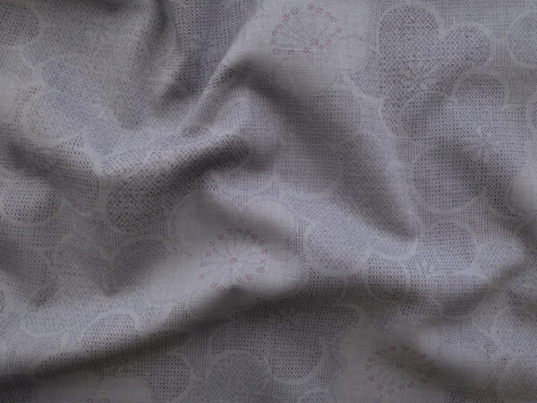Japanese Cotton Dobby - Printed Stitched Floral - Grey