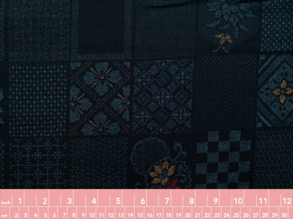 Japanese Cotton Dobby - Printed Patchwork - Indigo