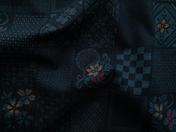 Japanese Cotton Dobby - Printed Patchwork - Indigo