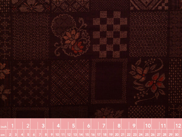 Japanese Cotton Dobby - Printed Patchwork - Burgundy