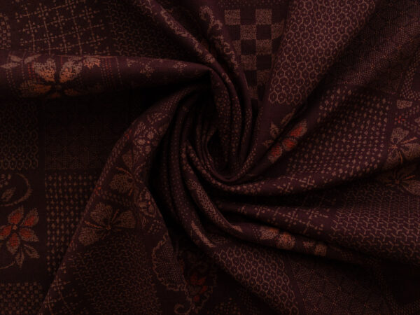 Japanese Cotton Dobby - Printed Patchwork - Burgundy