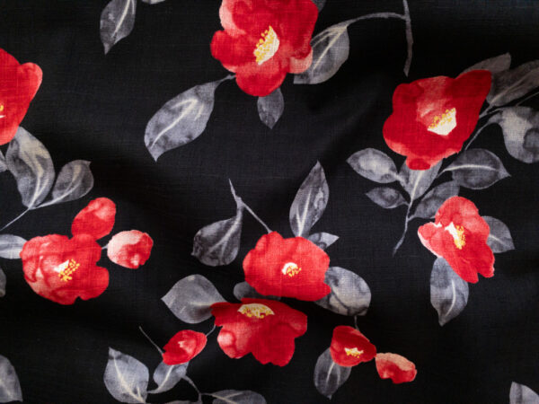 Japanese Cotton Dobby - Camellia - Black