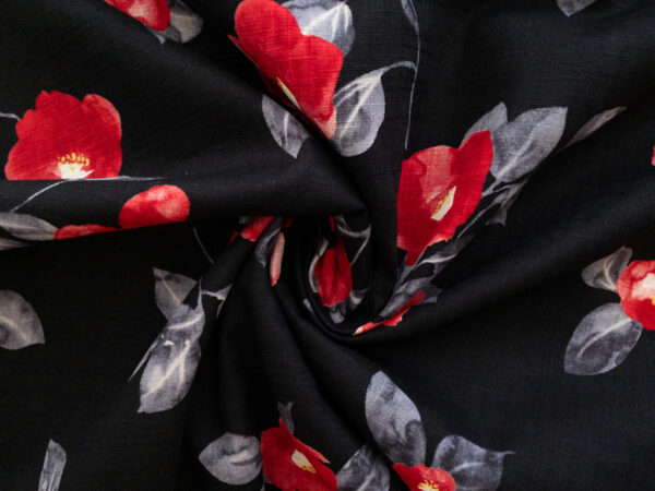 Japanese Cotton Dobby - Camellia - Black