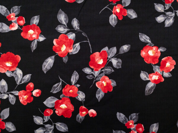 Japanese Cotton Dobby - Camellia - Black