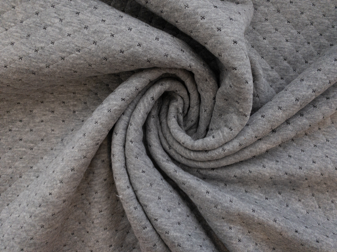 Fine knit fabric double face melange, light grey