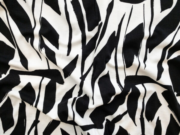 Carla Viscose/Spandex Jersey - Brush Strokes - Black/White