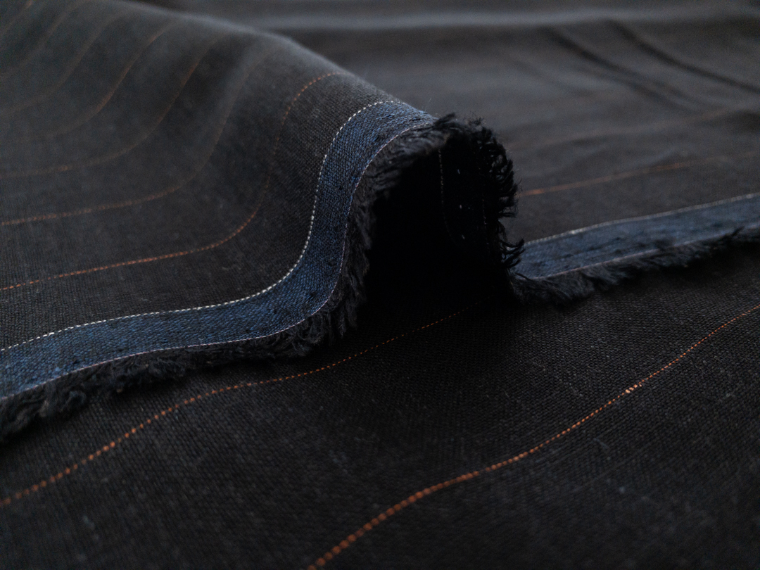 Black Boiled Wool Fabric by Telio