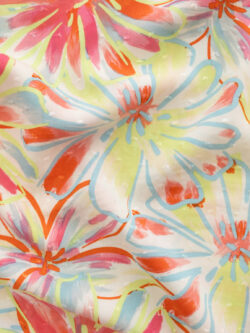 Printed Rayon Clip Dot - Painted Floral - Yellow/Coral