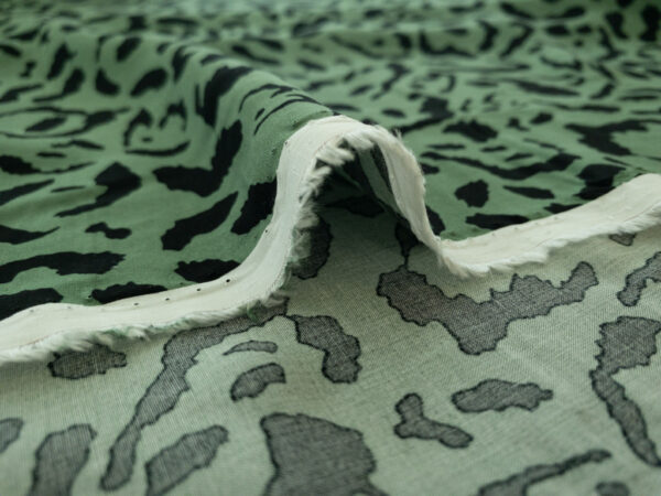 Viscose Voile Print - Leopard - Olive/Black