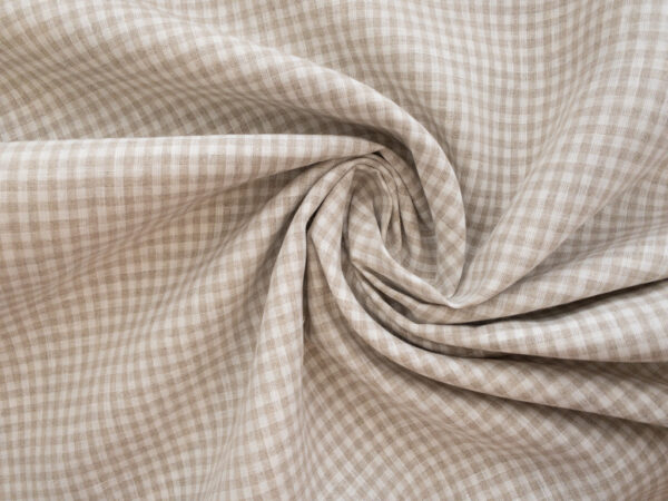 Yarn Dyed Linen - Small Gingham - Natural/Cream