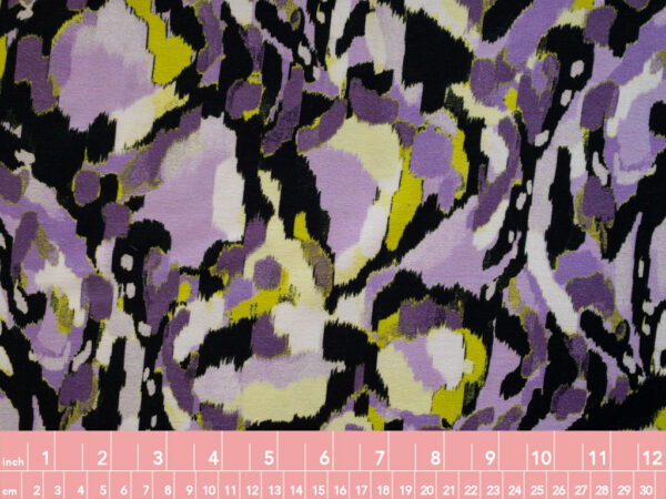 Carla Viscose/Spandex Jersey – Painterly Shapes - Purple/Lime