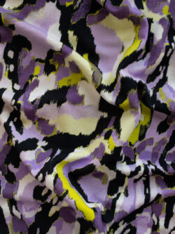 Carla Viscose/Spandex Jersey – Painterly Shapes - Purple/Lime