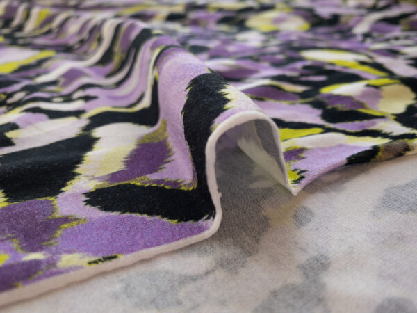 Carla Viscose/Spandex Jersey – Painterly Shapes - Purple/Lime