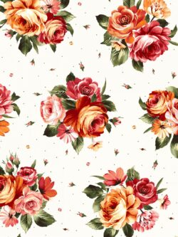 Cotton Flannel - Harvest Rose - Bouquets - Cream