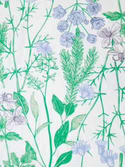 Printed Rayon/Linen - Wild Flowers - Off White/Blue