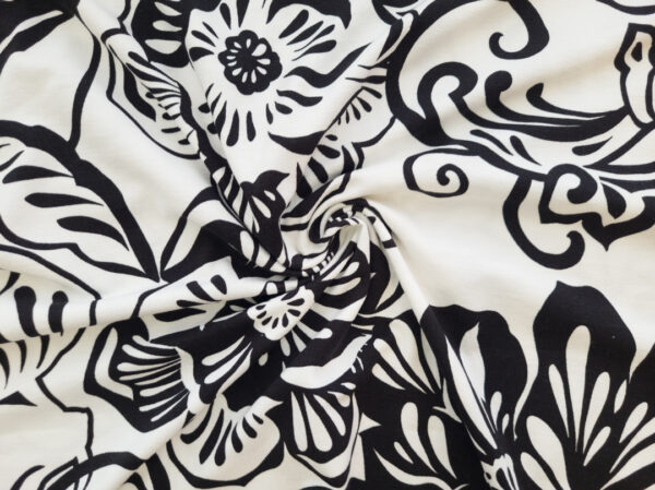 Carla Viscose/Spandex Jersey – Bold Floral - Black/White